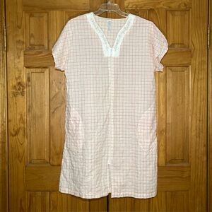 NWOT Simply Basic Vintage 90s Full Zipper Nightgown Housecoat Pink Size L 12/14
